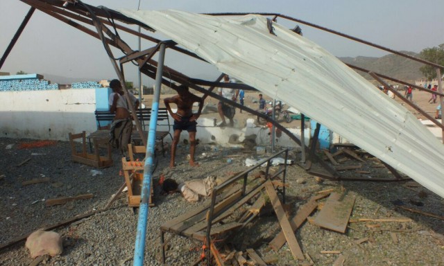 MSF-supported facility in Hajjah, destroyed by Saudi-led coalition airstrikes. MSF-supported facility in Hajjah, destroyed by Saudi-led coalition airstrikes.