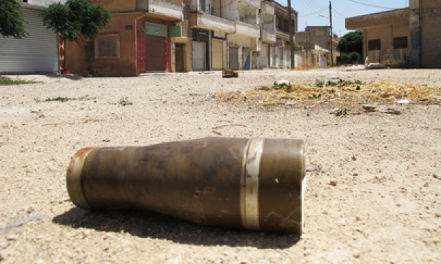 An unexploded shell