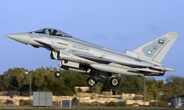 Typhoon jet manufactured by BAE Systems and operated by the Royal Saudi Air Force (Creative Commons) Typhoon jet manufactured by BAE Systems and operated by the Royal Saudi Air Force (Creative Commons)
